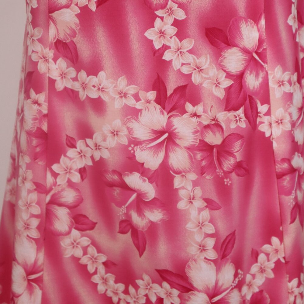 🌺 Vtg Pink Floral Hawaiian Handmade Ruffled Caftan Maxi Dress MuuMuu Resort L - Picture 6 of 6